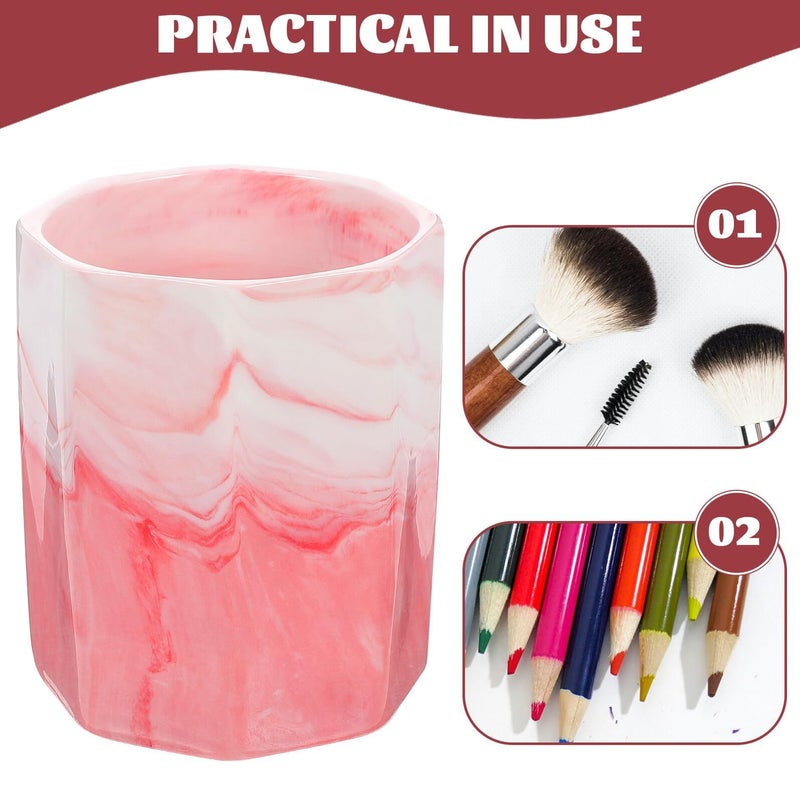 Pink Ceramic Pen Cup And Makeup Brush Holder Desk Organizer Storage Pencil Container Office Desk Accessory Workspace Vanity - Image 4