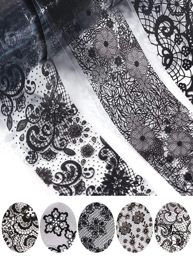 HYWWPFLAY 2 Boxes 20 Rolls White&Black Lace Nail Foil Sheets Holographic Nail Art Foil Transfer Foils for Nails Lace Nail Stickers Decals Nails Designs Manicure Film Decorations - Image 3