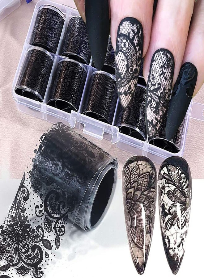 HYWWPFLAY 2 Boxes 20 Rolls White&Black Lace Nail Foil Sheets Holographic Nail Art Foil Transfer Foils for Nails Lace Nail Stickers Decals Nails Designs Manicure Film Decorations - Image 2