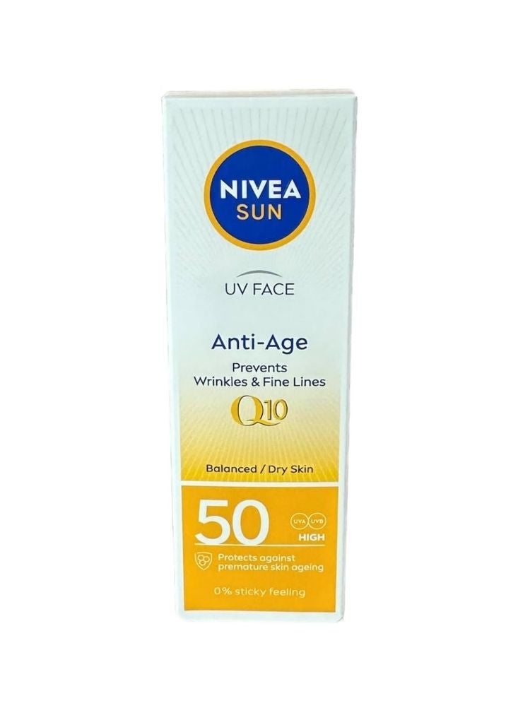 Nivea Sun UV Face Anti-Age Q10 SPF 50 Sunscreen 50ml – Protects Against Wrinkles & Fine Lines