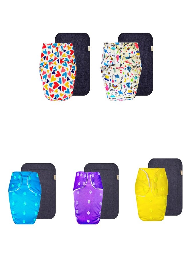 Dumbledo Premium Cloth Diaper with Gray Insert (Pack of 5) | Dry Feel and Comfortable | Breathable | Quick Dry | Designed by Moms | 3 Months - 3 Years | Unisex Baby - Image 1