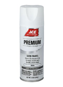 ACE Premium Paint Plus Prime Satin Enamel Spray White 12 oz I1373646A  - Image 1