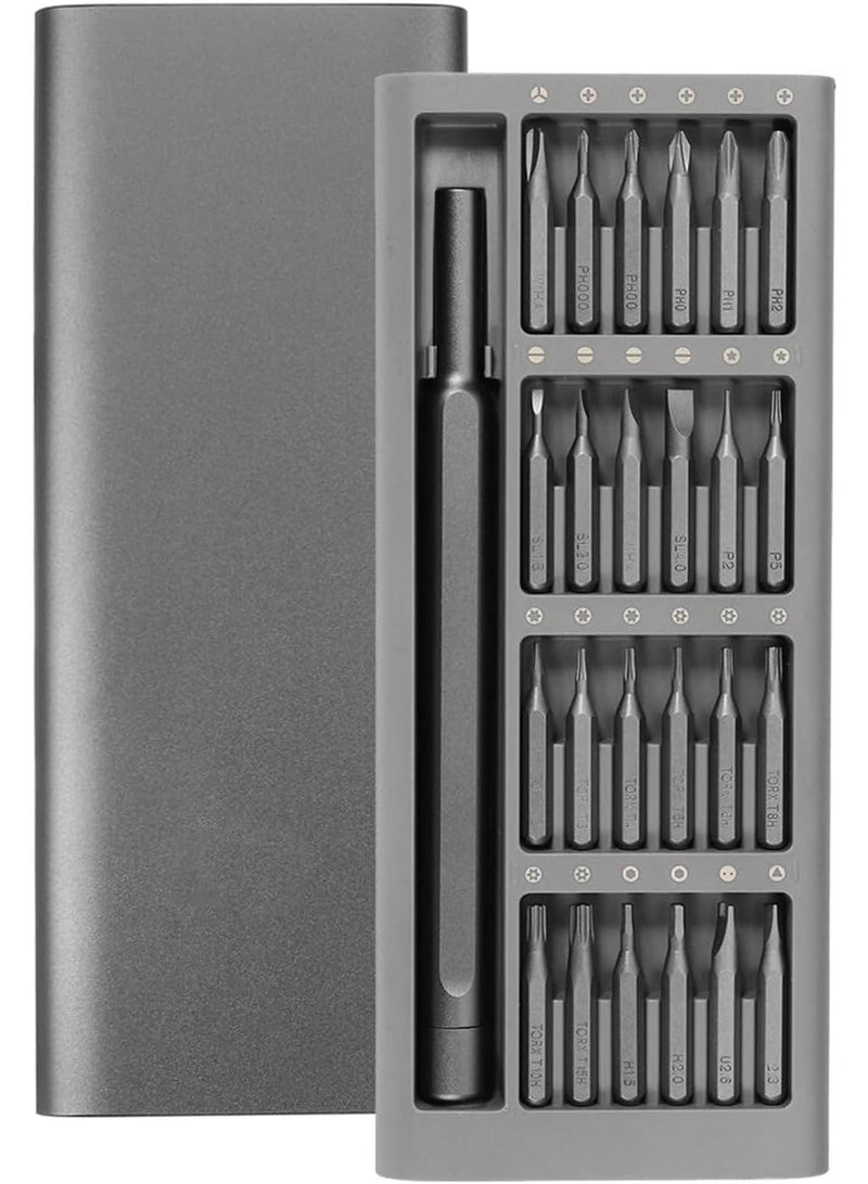 طقم مفكات مسامير صغيرة 24 في 1 داخل علبه معدنيه  مجموعة لقم مفك مغناطيسي، من خليط معدني من الصلب S2، مجموعة أدوات مفك يدوي للجيب، مجموعة أدوات إصلاح - Image 1