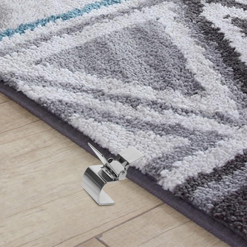 Garneck 6pcs Stainless Steel Rug Clips Carpet Quilt Clamps Tapestry Holder for Hanging Rugs and Curtains Silver Carpet Display Clamps for Home Décor - Image 5