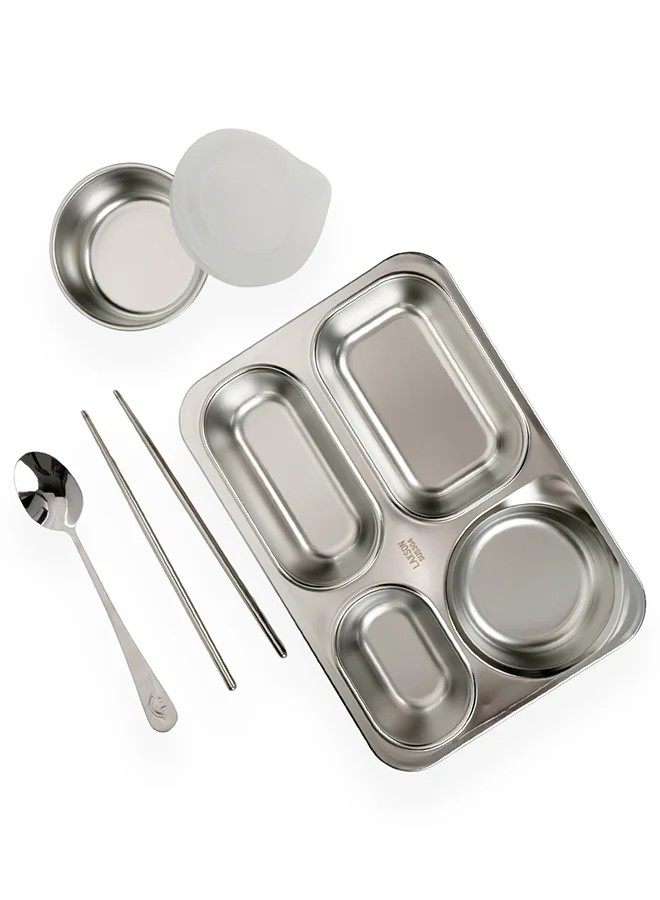 ليتل سربرايز بوكس Little Surprise Box, Teal Travel theme Stainless Steel Tiffin/Lunch Box for Kids and Adults