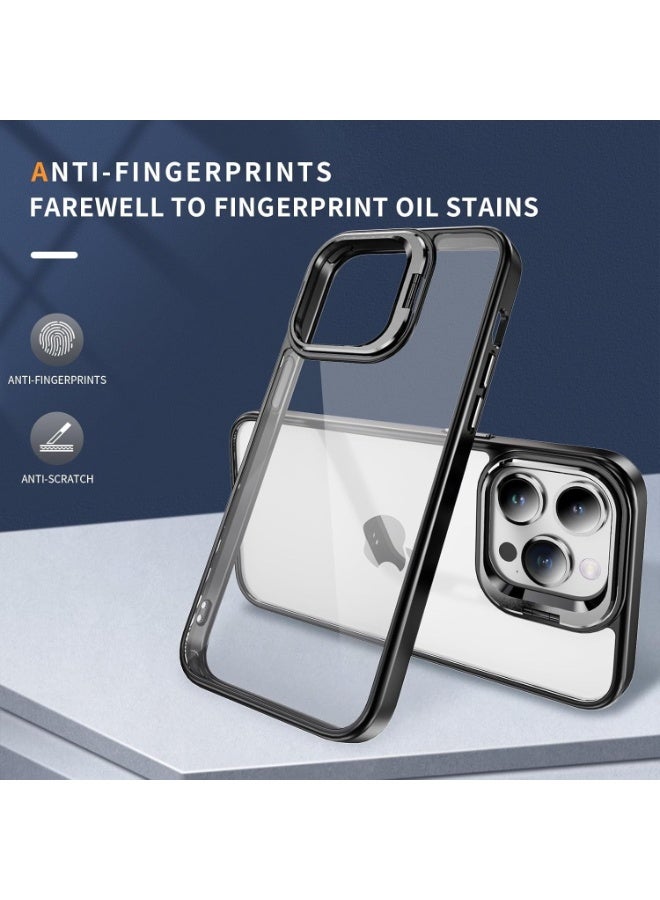 Phone Case with Silicone Edges, TPU Back, Built-in Kickstand and Camera Lens Protectors Compatible With Iphone 13 Pro Max (Black) - Image 2