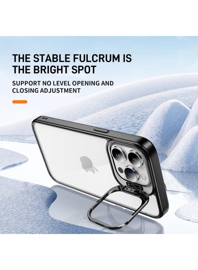 Phone Case with Silicone Edges, TPU Back, Built-in Kickstand and Camera Lens Protectors Compatible With Iphone 13 Pro Max (Black) - Image 3