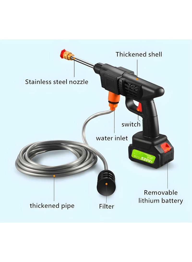 High-Pressure  Electric Car Washer Dual Battery Portable | Cordless Lithium Power Wash Gun with Foam Pot & Charger - Image 5