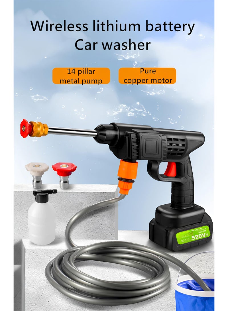 High-Pressure  Electric Car Washer Dual Battery Portable | Cordless Lithium Power Wash Gun with Foam Pot & Charger - Image 1
