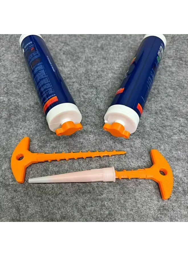 2 Pack Orange Silicone Caulk Gun Nozzle Adapter Prevents Drying Clogging - Image 4