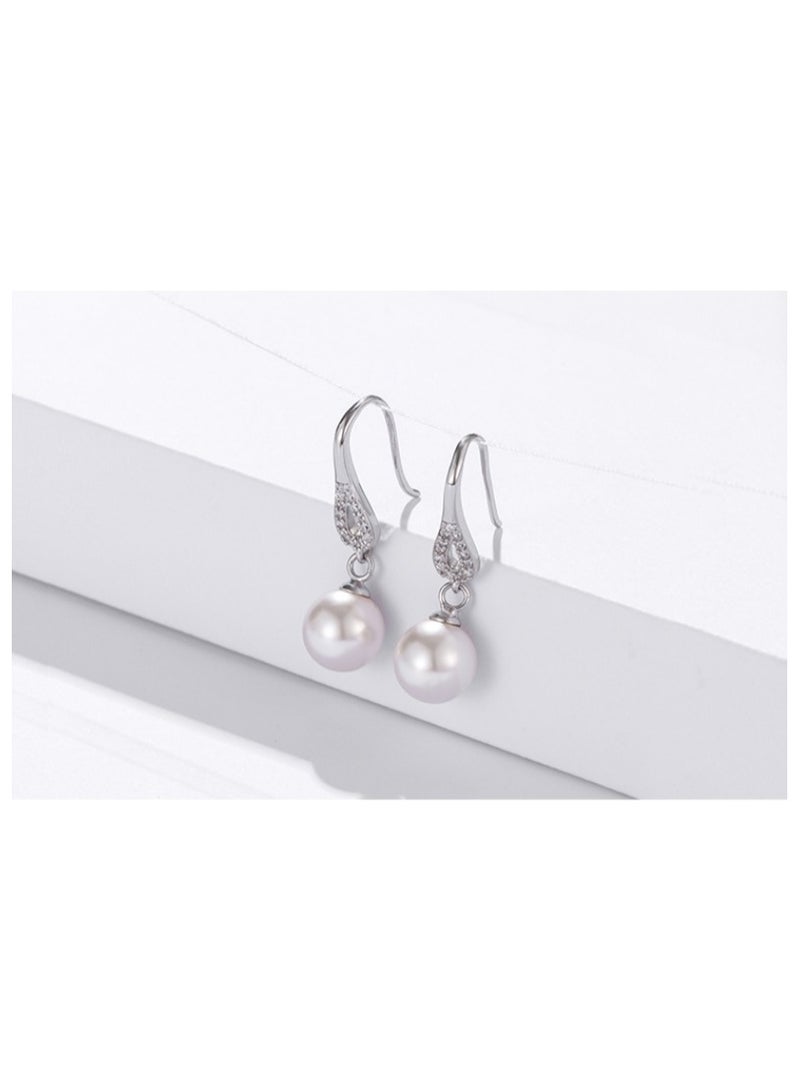 Sterling silver earrings,Pearl earrings,Light luxury earrings,1 pair 2pcs - Image 3