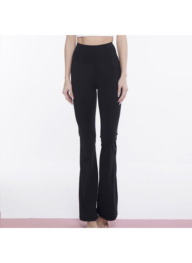 Womens Solid Pattern High waisted Flare Leggings Yoga Pants Black - Image 1