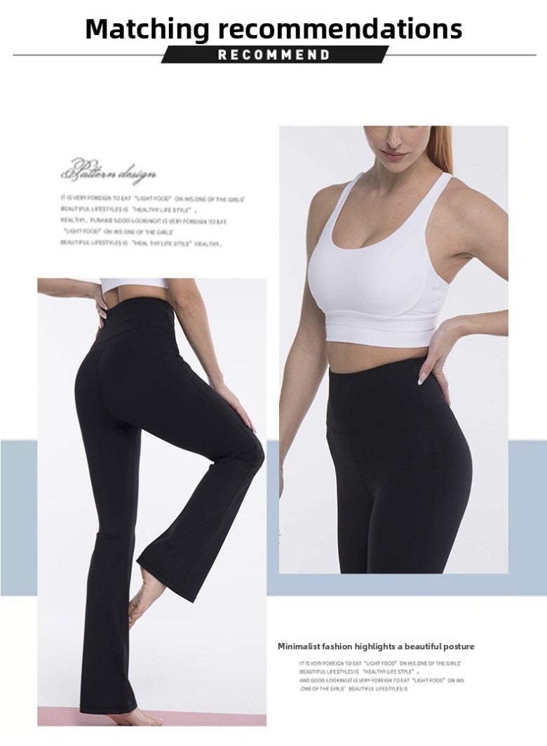 Womens Solid Pattern High waisted Flare Leggings Yoga Pants Black - Image 5