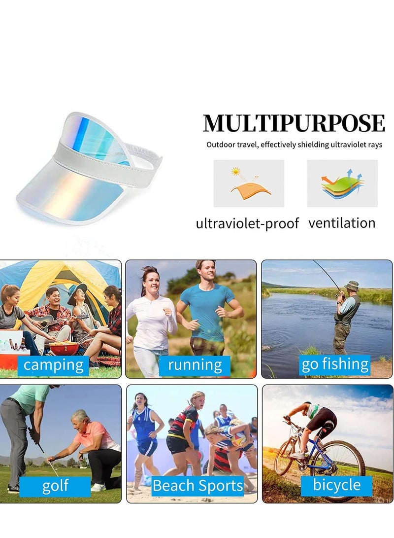 SYOSI Sun Visor Hats, 3 Pack Clear Cap UV Protection Adjustable Summer Colorful Sunhat Outdoor Waterproof Beach Party Hat Golf Blue Sport Headwear for Adult Activities Women Men - Image 5