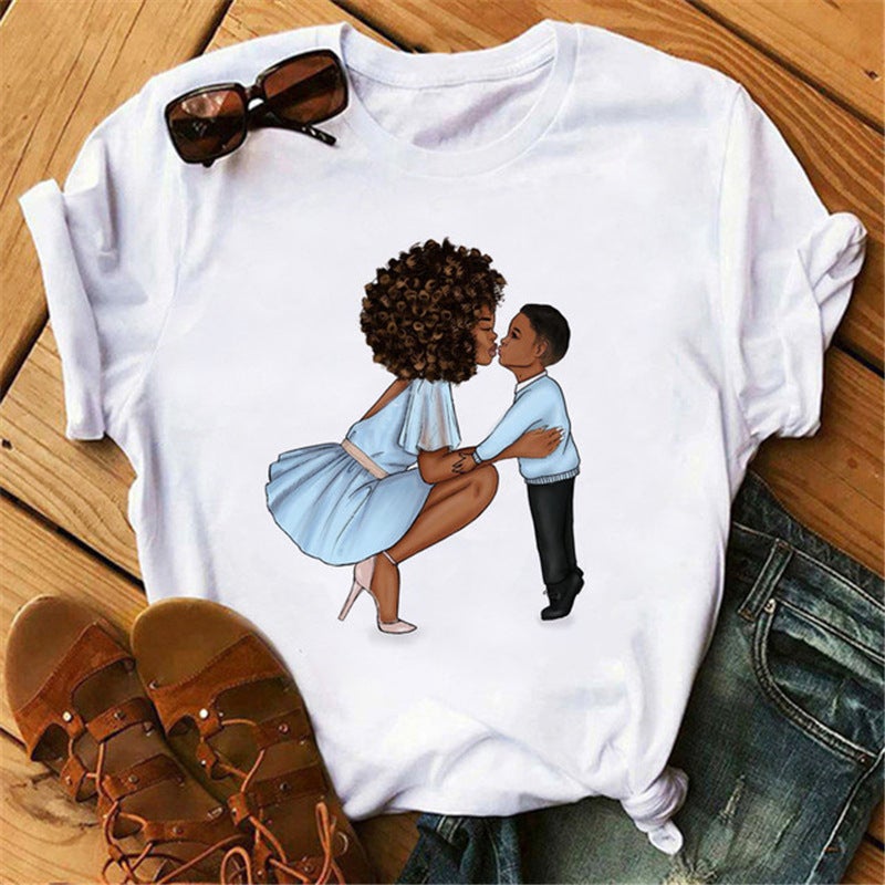 [Same day] cross-border supply of T-shirt printed T-shirt women's short-sleeved women's clothing - Image 3