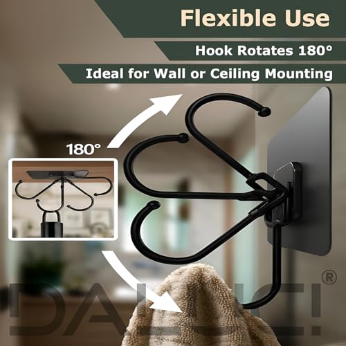 DALUCI Large Adhesive Wall Hook – Heavy Duty Wall Hanger Hooks for Hanging Without Drill | Waterproof, Rustproof Wall Stick Hooks for Kitchen, Bathroom, Home & Office Use (Big Hook Black, 20) - Image 3