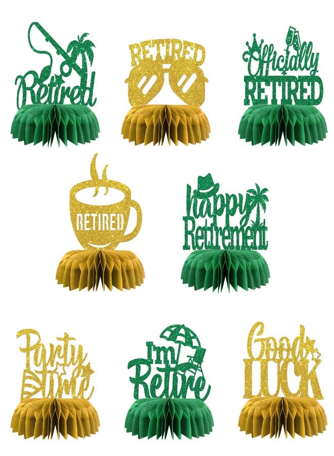 Maicaiffe Happy Retirement Table Honeycomb Centerpieces Decorations - Glitter 8 Pcs Retirement Party Table Toppers Decor - Farewell - Retirement Party Decoration Supplies - Image 1