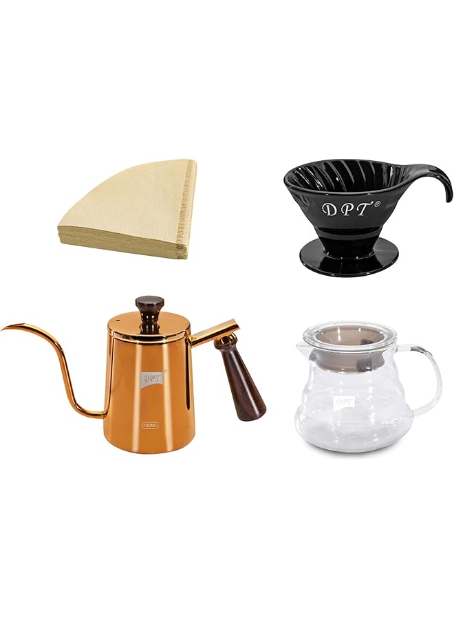 إيروريكس مجموعة القهوة المتخصصة ماكينة القهوة المتخصصة نحاسية السعة 700 مل + 600 مل - Image 2