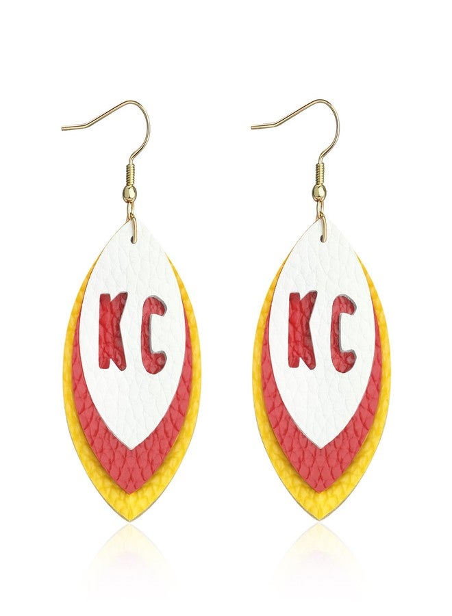 imani 3 pair Leather Earrings for Football Fans K&C Earrings Kansas City Inspired jewelry Earrings - Image 3