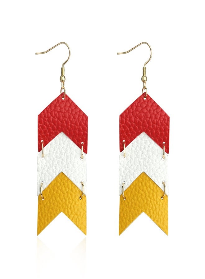 imani 3 pair Leather Earrings for Football Fans K&C Earrings Kansas City Inspired jewelry Earrings - Image 2