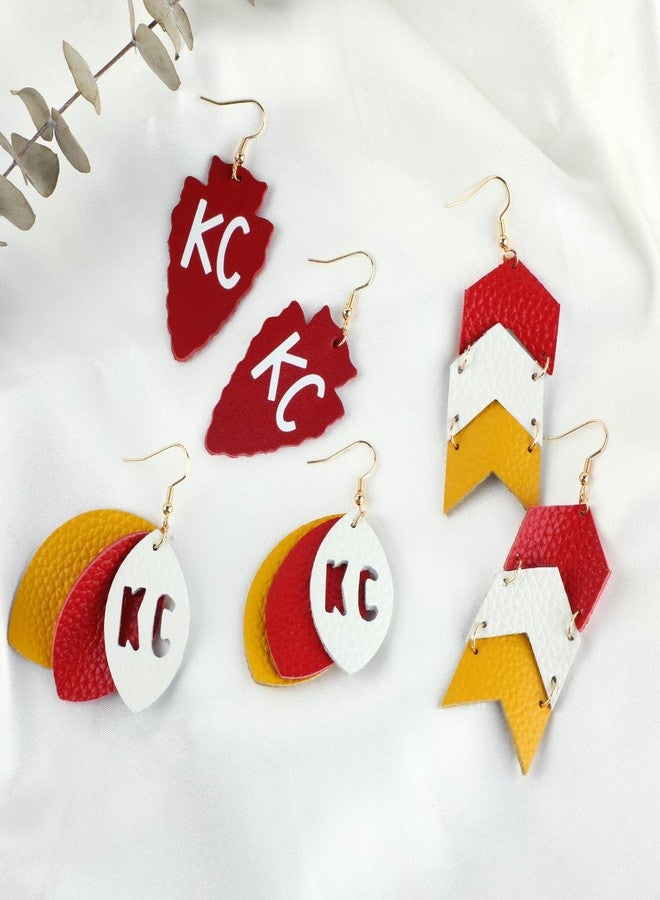 imani 3 pair Leather Earrings for Football Fans K&C Earrings Kansas City Inspired jewelry Earrings - Image 5