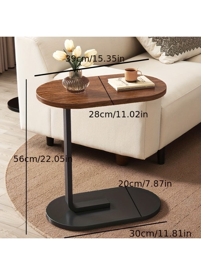 VOGMAX 1 Piece Height Adjustable C-Shaped Side Table - TV Tray Table With Metal Frame For Sofa, Living Room, Bedroom, Space Saving Minimalist Coffee Table, Black Modern Side Table, Easy To Assemble, Living Room Coffee Table - Image 2