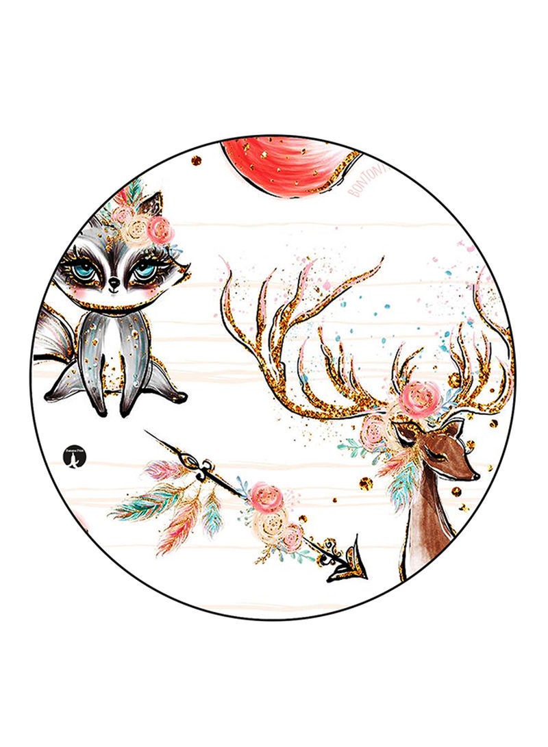RKN Animals Printed Mouse Pad Round  Multicolour