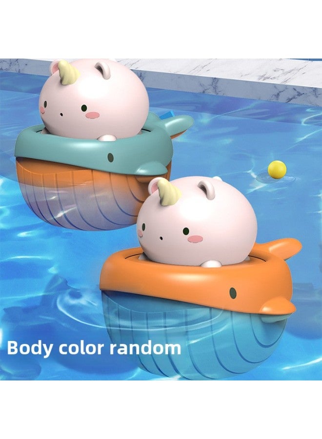 Baby Bath Baby Swimming Chain Little Turtle Water Play Toy Children's Bath Shake Tone Water Spray Little Duck-Color:Little Blue Cute Elephant