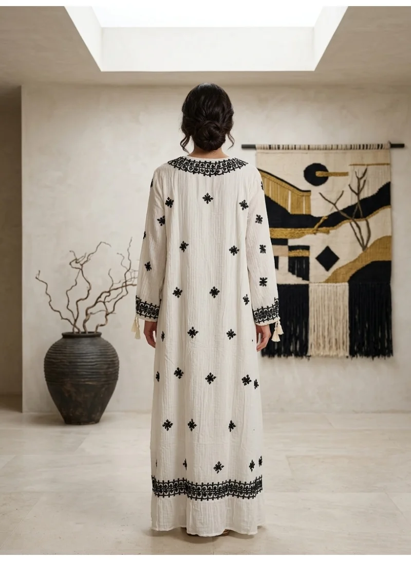 الايا جلابية شيكانكاري مودال مطرزة يدوياً-AL3939