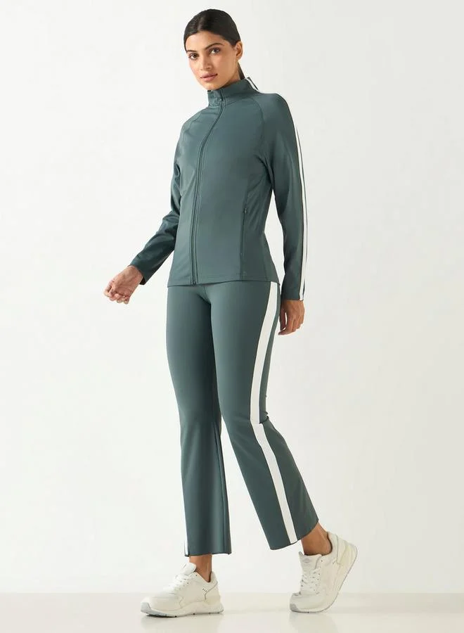 ADOT by Splash Tape Detail Zip Through Jacket with Long Sleeves and Pockets