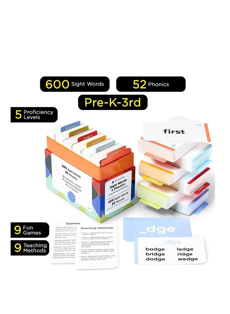 Think Tank Scholar Think Tank Scholar 652 Sight Words/Phonics Flash Cards, Learn to Read: CVC Blends, Short/Long Vowel Sounds, Dolch & Fry High Frequency Site Words + Games: Preschool PreK Kindergarten 1st 2nd 3rd Grade  - Image 3