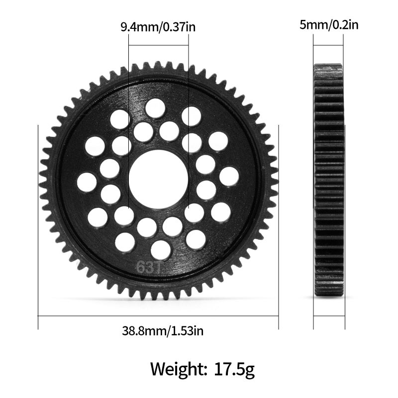Generic 63T Spur Gear 06M #45 Steel for Tamiya TB-05 TC-01 Upgrade Parts (Black) - Image 2
