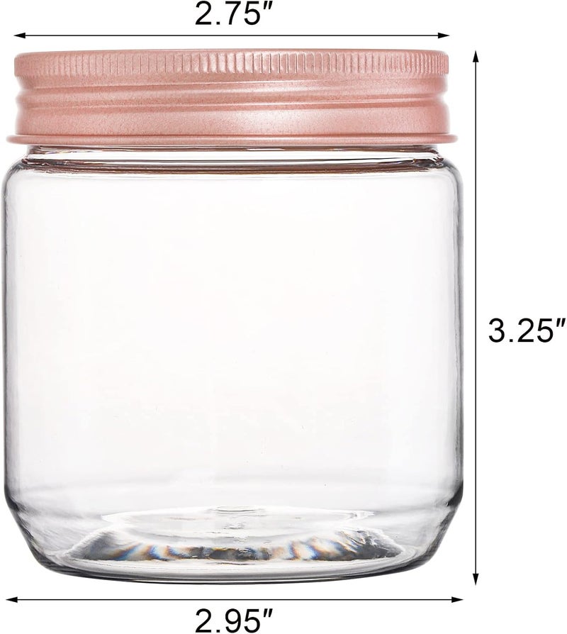 Fasmov 25 Pack 8 Ounce Clear Plastic Jars Containers with Rose Gold Lids, Round Empty Plastic Slime Storage Containers for Kitchen & Household Storage - BPA Free - Image 2