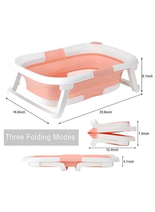 Baby Portable Foldable Bathtub With Soft Cushion Water Plug And Anti Slip Support Legs -Pink - Image 2