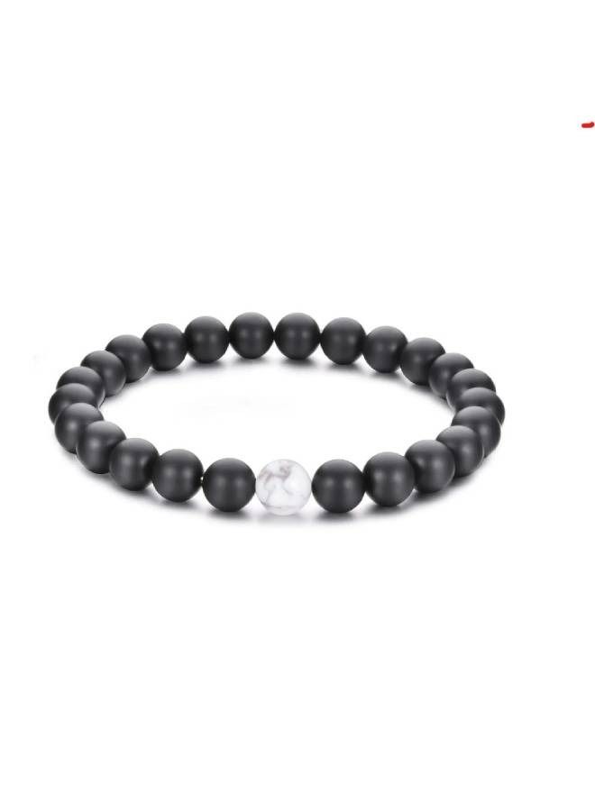 Men's & Women's Classic Natural Stone Beaded Bracelets (2 Pieces, White/Black) - Image 4