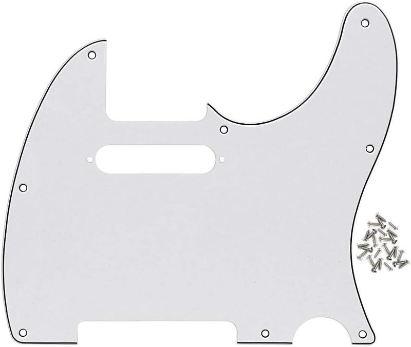 FLEOR 8 Hole TL Pickguard Scratch Plate with Pickguard Screws Set Fit USA/MX Standard TL Style Pickguard Replacement, 3Ply White - Image 1