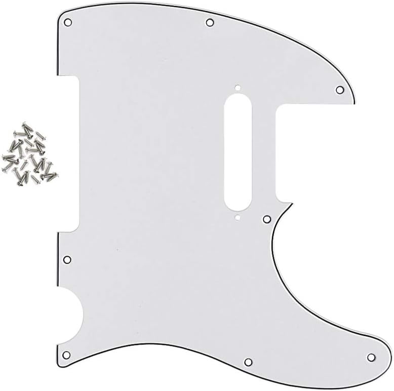 FLEOR 8 Hole TL Pickguard Scratch Plate with Pickguard Screws Set Fit USA/MX Standard TL Style Pickguard Replacement, 3Ply White - Image 3