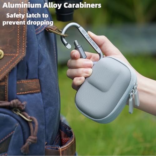 Flymile Carrying Case for DJI Osmo Action 5 Pro/4/3, Small Storage Bag for GoPro, PU Hard Travel Protector Case for Insta360 Ace/Ace Pro/2 with Wrist Strap & Carabiner Protective Accessories(Grey) - Image 4