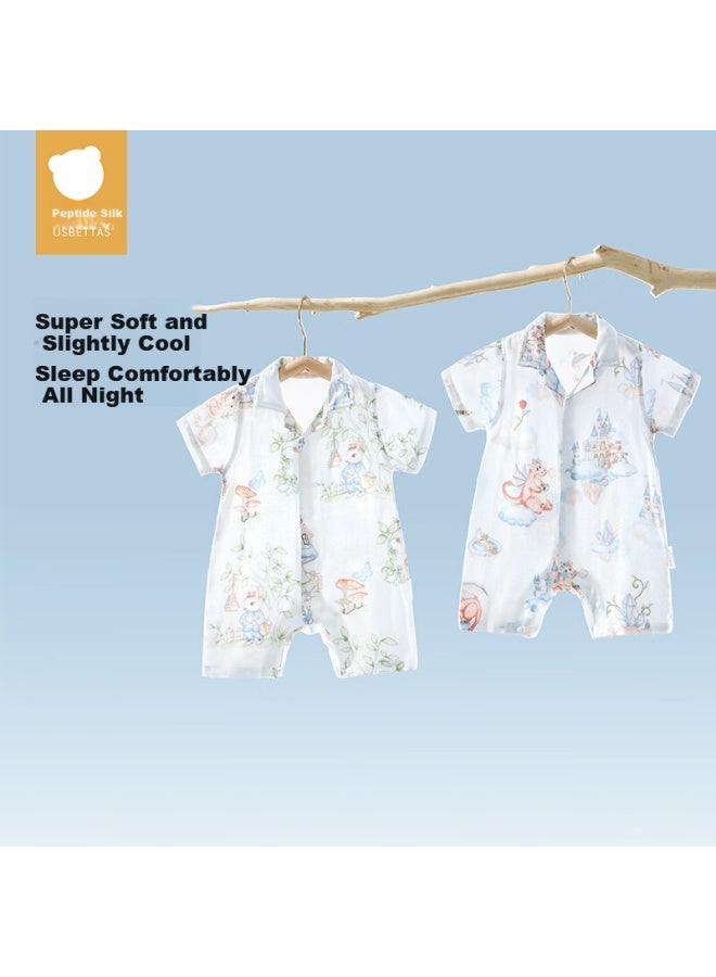 Beptides Beipes Mint Baby Romper Short Sleeve Summer Thin Breathable Bamboo Cotton Gauze Newborn Baby Pajamas - Image 4