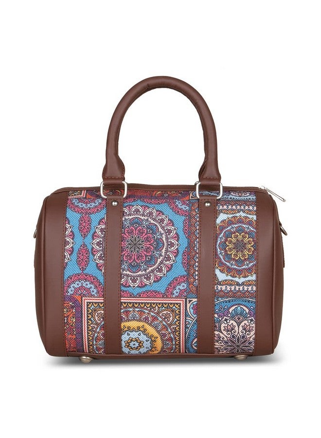 ZOUK حقائب يد مصنوعة يدويًا من الجلد النباتي المطبوعة للنساء من زوك مع مقبضين مزدوجين وحزام قابل للفصل (متعدد الألوان) - Image 1