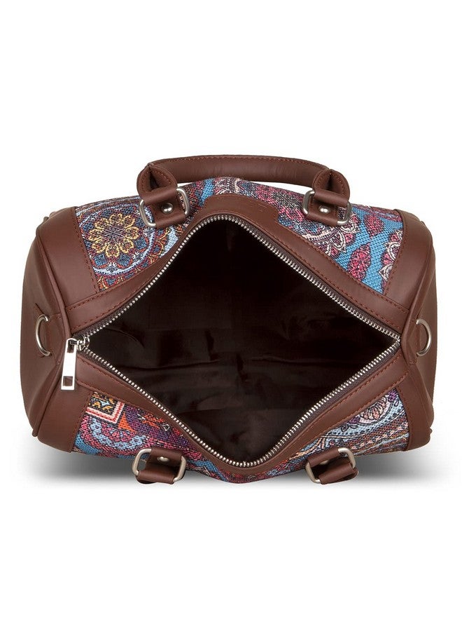 ZOUK حقائب يد مصنوعة يدويًا من الجلد النباتي المطبوعة للنساء من زوك مع مقبضين مزدوجين وحزام قابل للفصل (متعدد الألوان) - Image 4