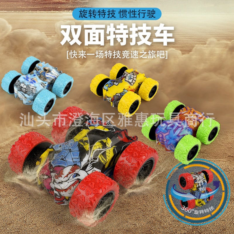 Children'S Inertia Stunt Off-Road Vehicle Toy Tipping Bucket Graffiti Double-Sided Car Model Boy Gift Stall - Image 2