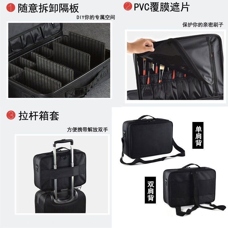 general Large Multi-Layer Makeup Organizer Bag with Partition for Cosmetics and Beauty Tools - Image 4