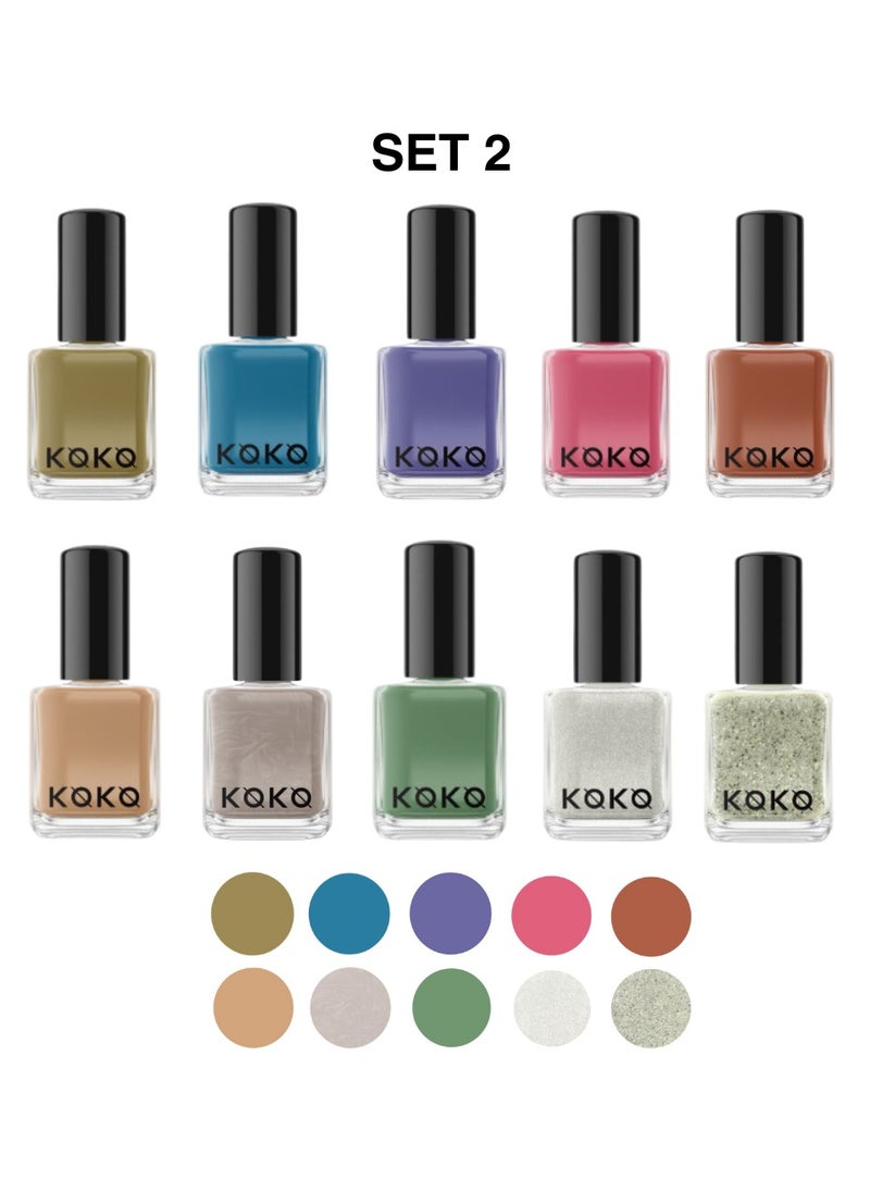 KOKO 10 PCS KOKO Nail Polish Set, 10 Shades Collection Pantone Color of the Year Glossy and Glitter Top Coat Nail Polish Gift for Women and Girls  - Image 2