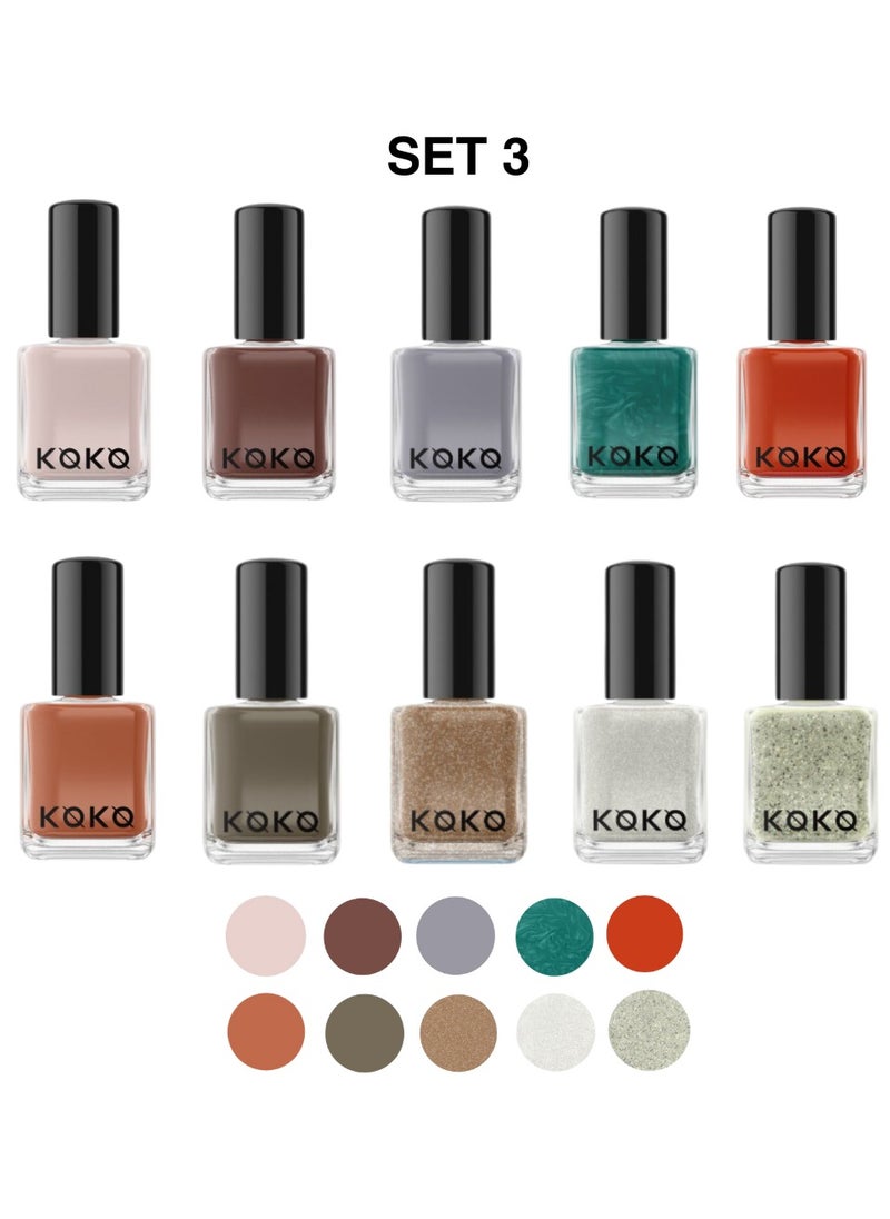 KOKO 10 PCS KOKO Nail Polish Set, 10 Shades Collection Pantone Color of the Year Glossy and Glitter Top Coat Nail Polish Gift for Women and Girls  - Image 3