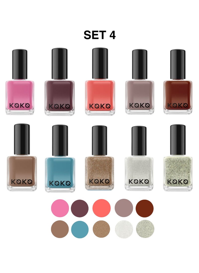 KOKO 10 PCS KOKO Nail Polish Set, 10 Shades Collection Pantone Color of the Year Glossy and Glitter Top Coat Nail Polish Gift for Women and Girls  - Image 4