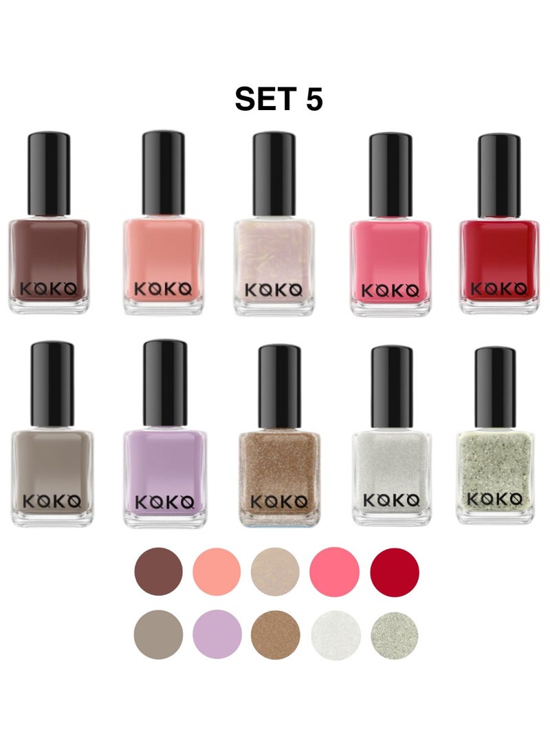 KOKO 10 PCS KOKO Nail Polish Set, 10 Shades Collection Pantone Color of the Year Glossy and Glitter Top Coat Nail Polish Gift for Women and Girls  - Image 5