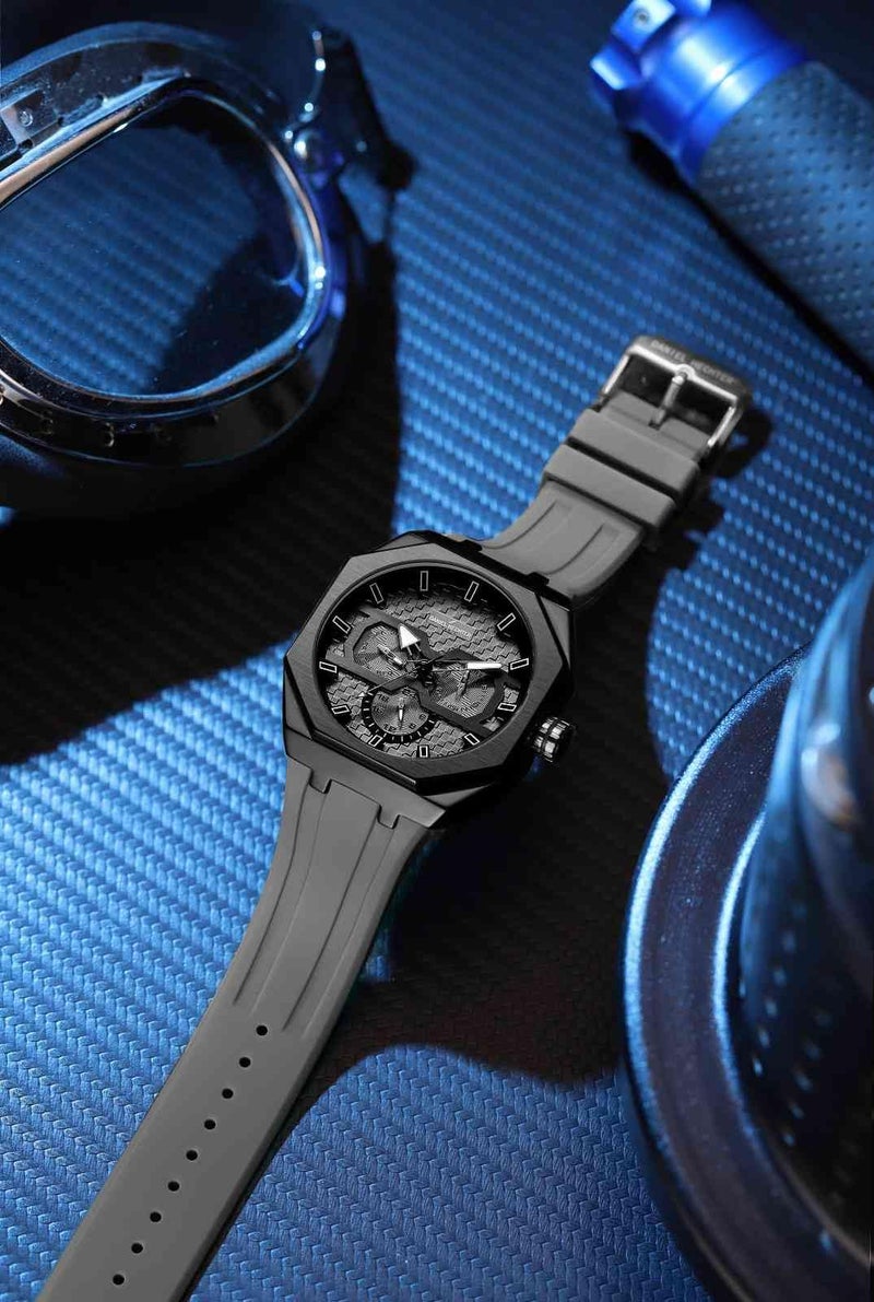 Daniel Hechter Paris kleber Collection Sporty Multifunction Watch for Men with Checkered Geometric Dial, Day & Date Display and Durable Silicon Strap - Image 4