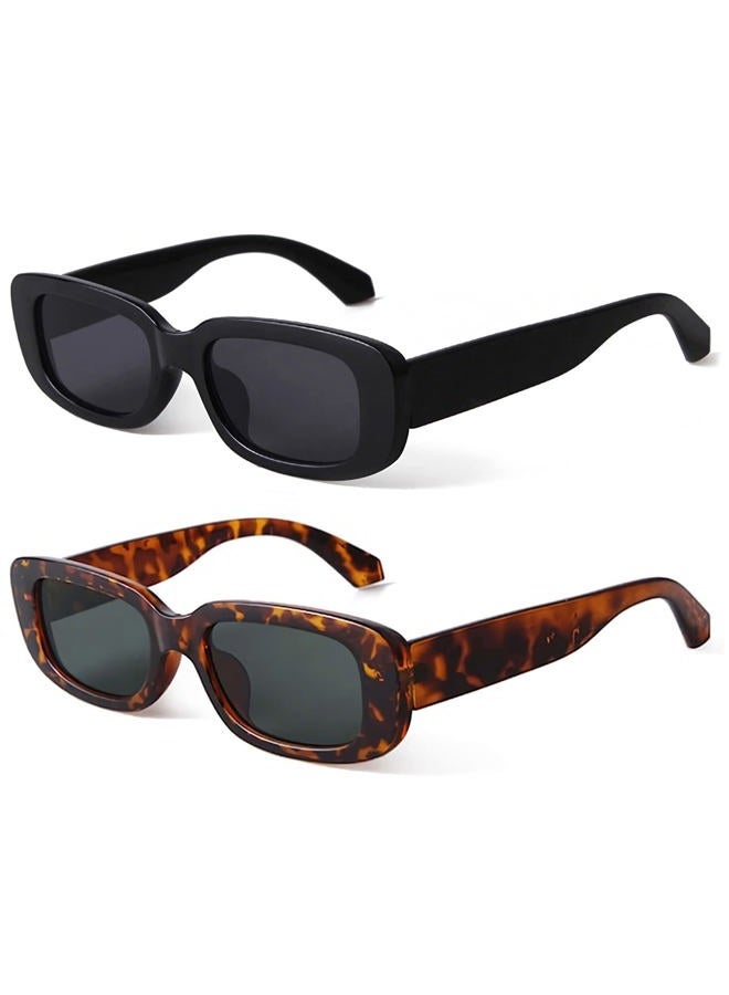 KUGUAOK Retro Rectangle Sunglasses Women and Men Vintage Small Square Sun Glasses UV Protection Glasse - Image 1