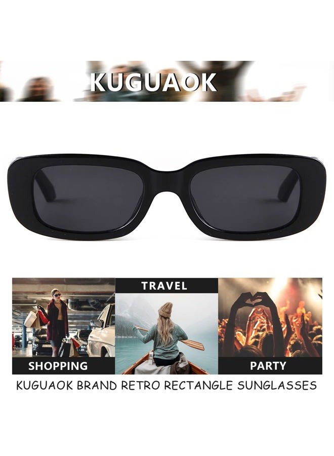 KUGUAOK Retro Rectangle Sunglasses Women and Men Vintage Small Square Sun Glasses UV Protection Glasse - Image 5